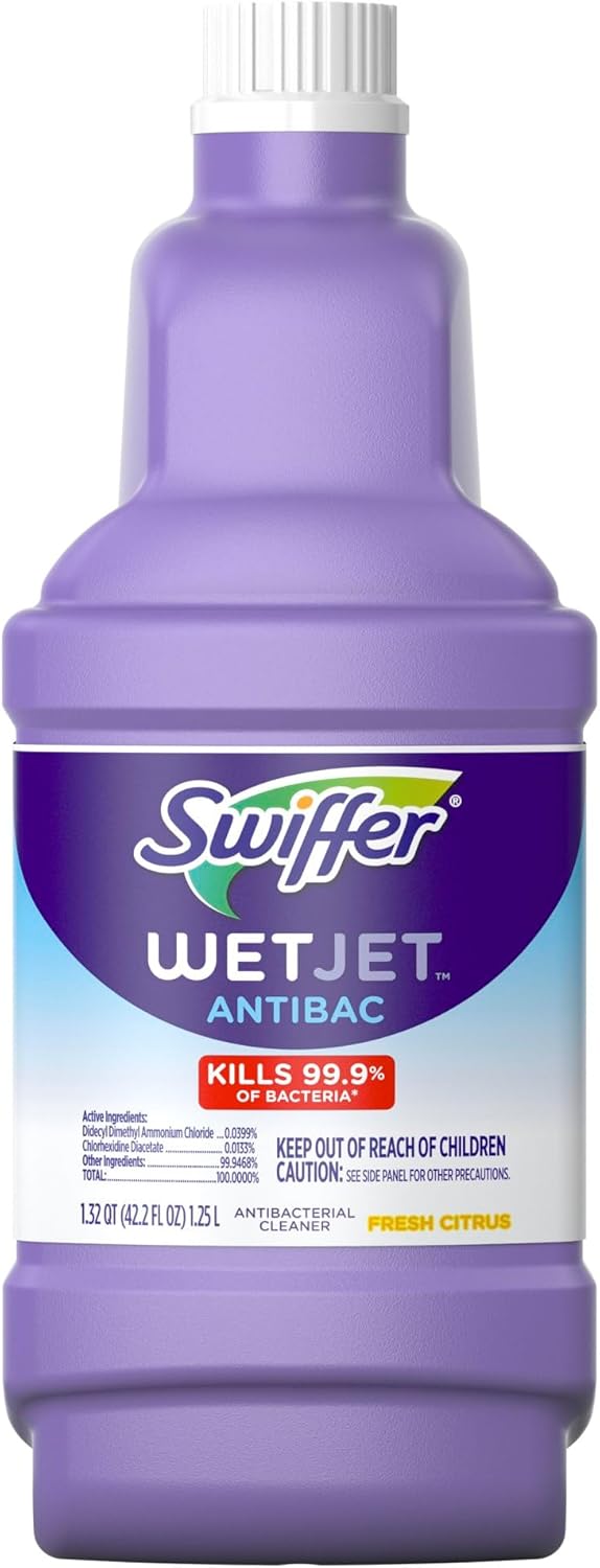 Swiffer WetJet Antibacterial Floor Cleaning Solution - Fresh Citrus Scent, 1.25 Liters | All-Purpose Refill
