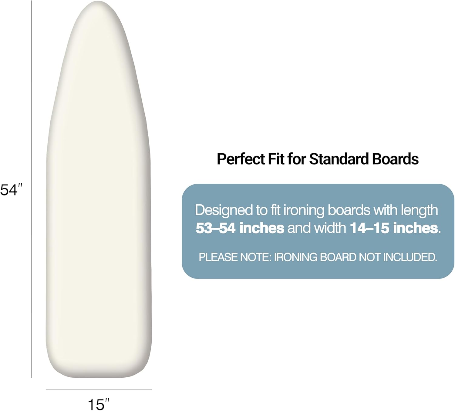 UniSimp Ironing Board Cover - Extra Thick Natural Cotton, Scorch & Stain Resistant | 15"x54", Beige