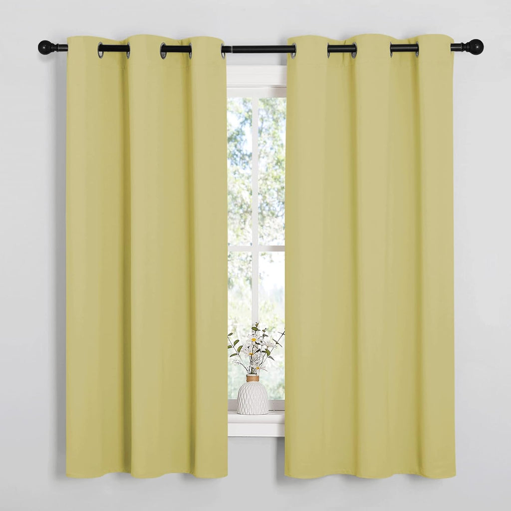 NICETOWN Blackout Curtain Panels - Thermal Insulated Draperies, 34x63 Inches, Paler Yellow (1 Pair)