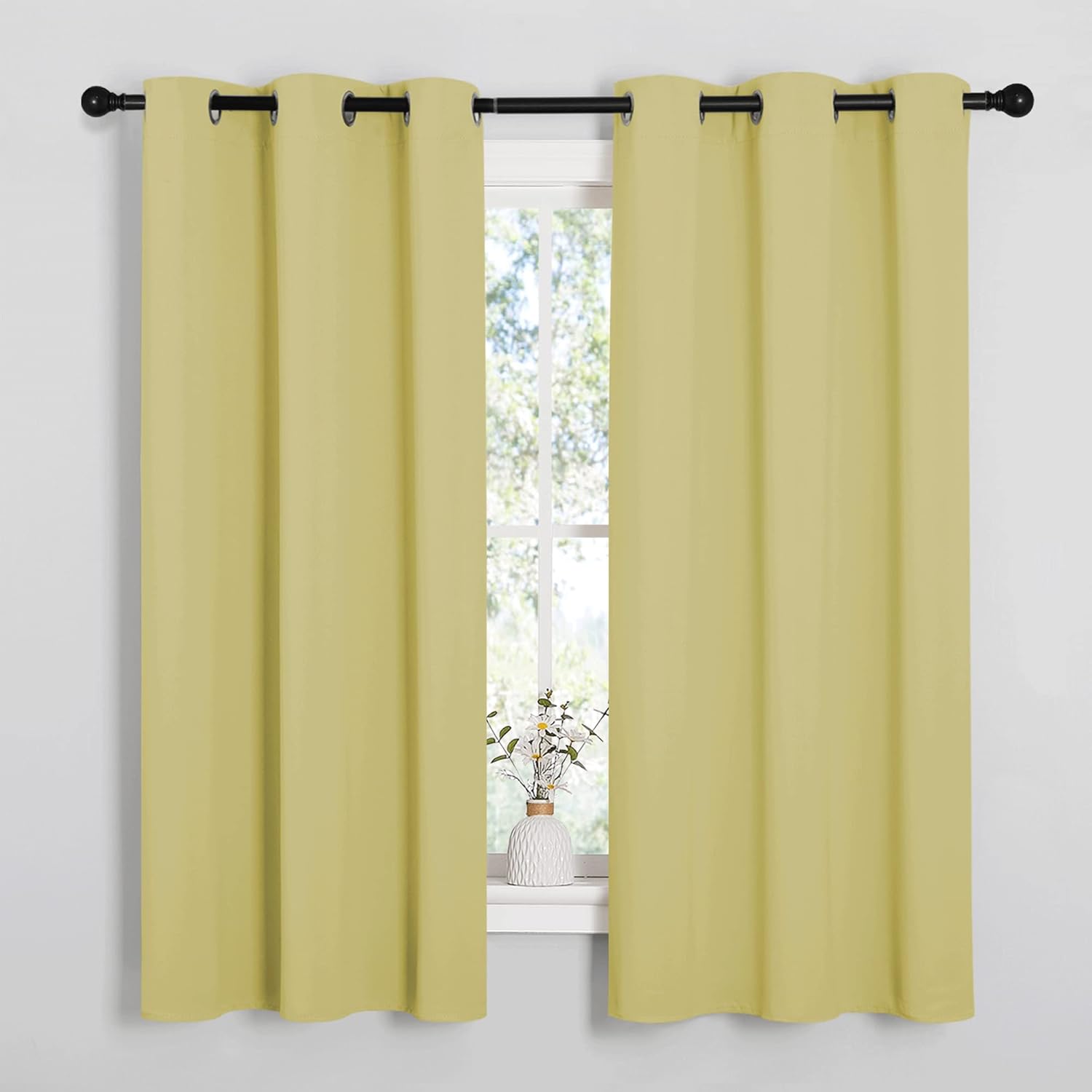 NICETOWN Blackout Curtain Panels - Thermal Insulated Draperies, 34x63 Inches, Paler Yellow (1 Pair)