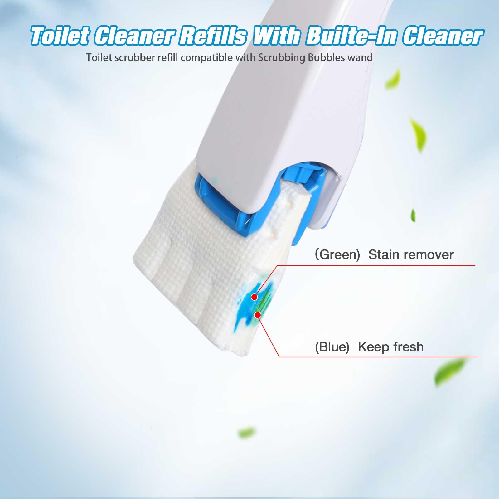 ALWZ-RDY Toilet Cleaner Refill Pads 48ct Disposable Scrubber Refill Fresh Bowl Pads for Bathroom, Lemon Scent