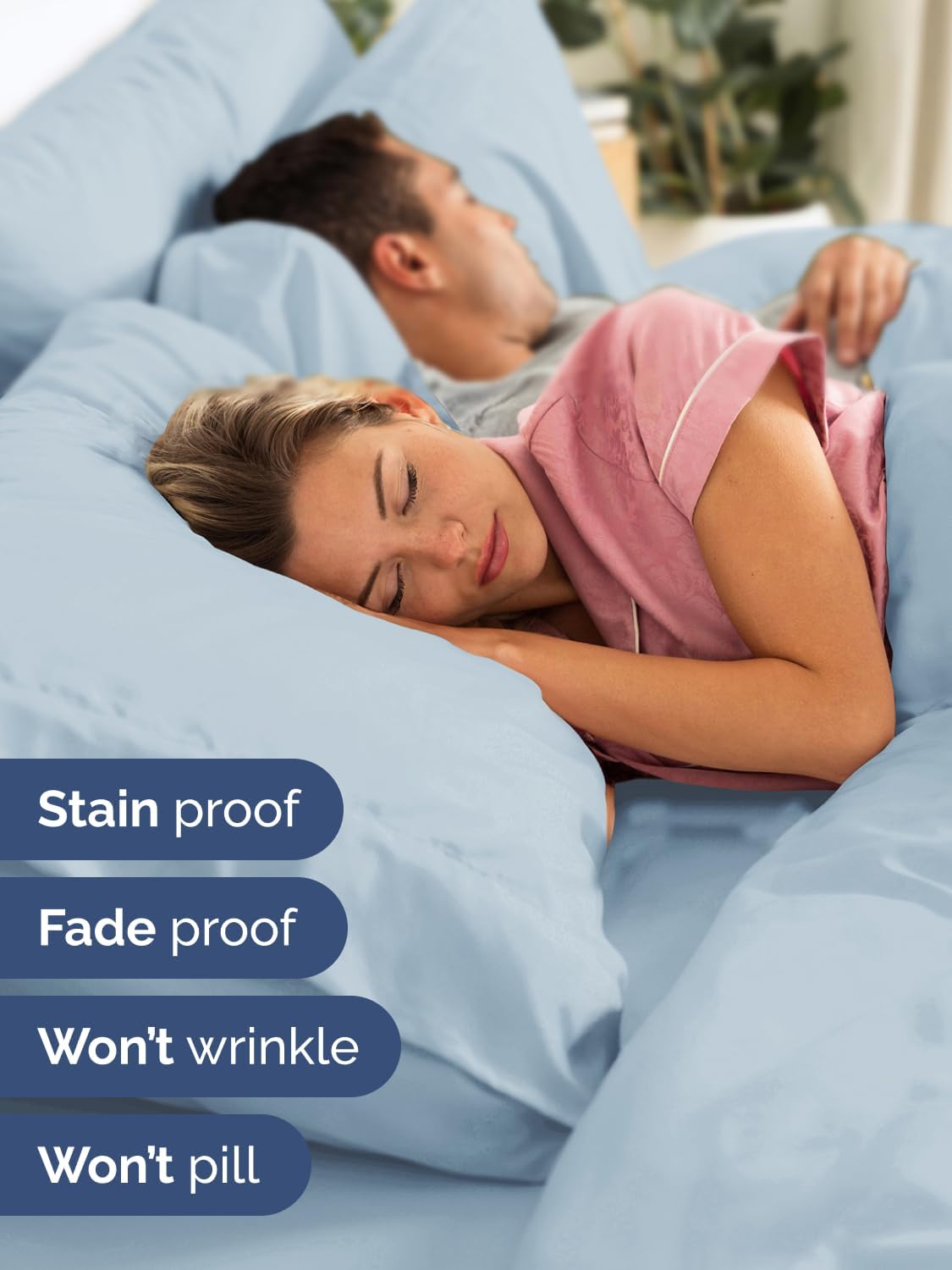 Skiennix Extra Deep King Sheet Set - 6 Piece Breathable Cooling Bedding - Soft Wrinkle-Free Sky Blue
