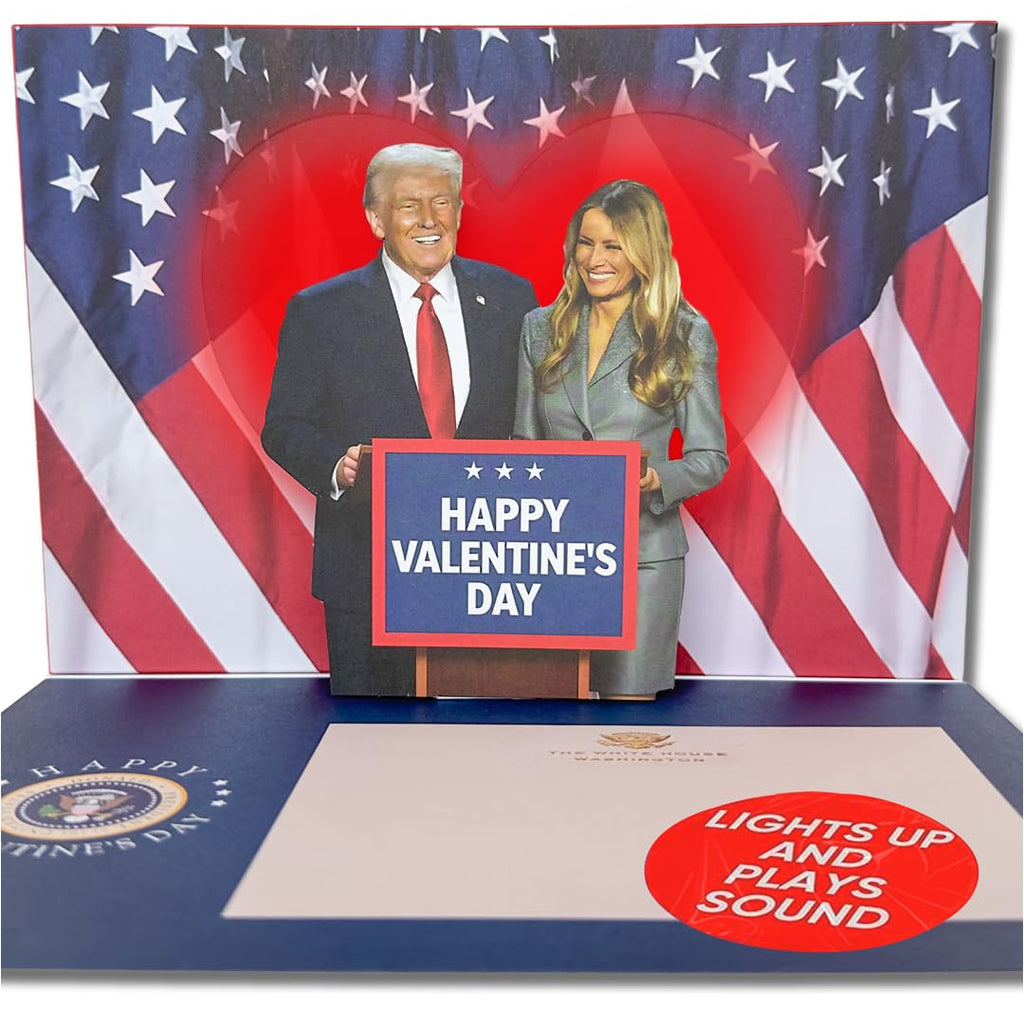 Trump Valentine’s Day Talking Pop Up Card with Light & Sound – Presidential Message with Donald Trump’s Real Voice, Funny Valentines Day Card for Him & Her, Gag Gift for Men & Women (Melania)