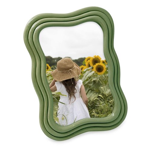 Isaac Jacobs 4x6 Green Curved Deco Frame for Tabletop and Wall Display, Decorative Art, Design, Home Décor, Gift (4x6, Green)