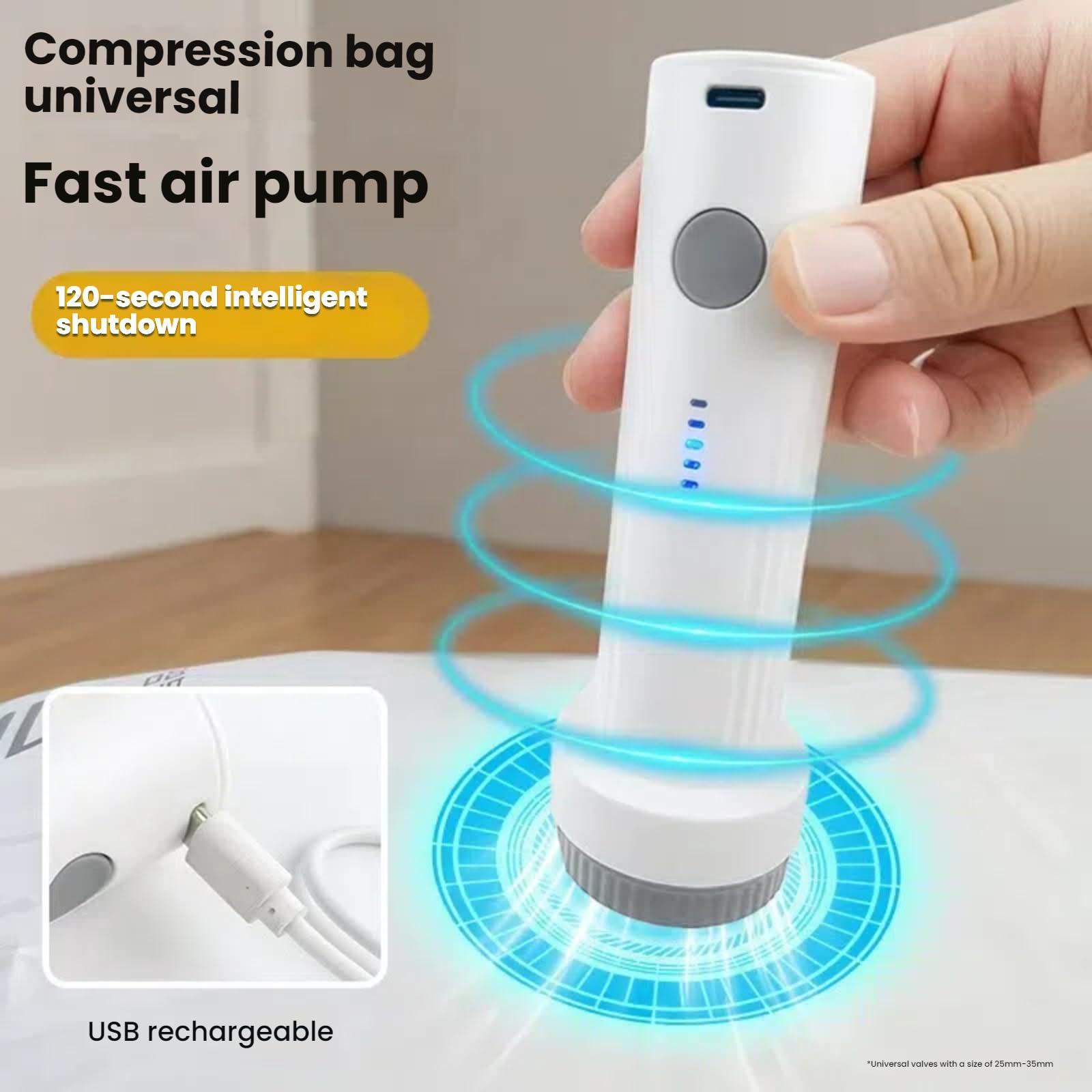 OVRRCSME Cordless Electric Vacuum Pump for Vacuum Storage Bags Travel Air PUM（Storage Bags Not Included in This Package）