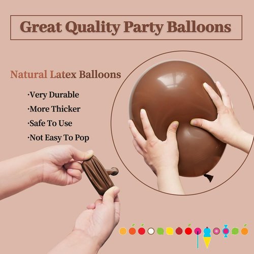 Brown Latex Balloons - 110pcs 12-Inch for Birthday Parties, Baby Showers & Weddings | Includes 2 Ribbons