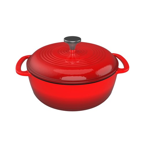 Dutch Oven Pot with Lid - 6Qt Enameled Cast Iron Cookware for Oven or Stovetop Use - Cook Soups, Stews, Chicken, or Pot Roast by Classic Cuisine (Red)