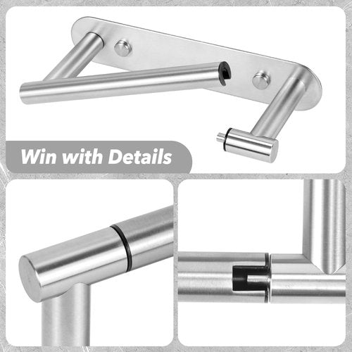 Brushed Nickel Toilet Paper Holder Wall Mount - Double Post Pivoting Bathroom Tissue Holder, 304 Stainless Steel Rustproof - Adhesive or Screw in Wall Toilet Paper Roll Holder, Commercial & Home Use