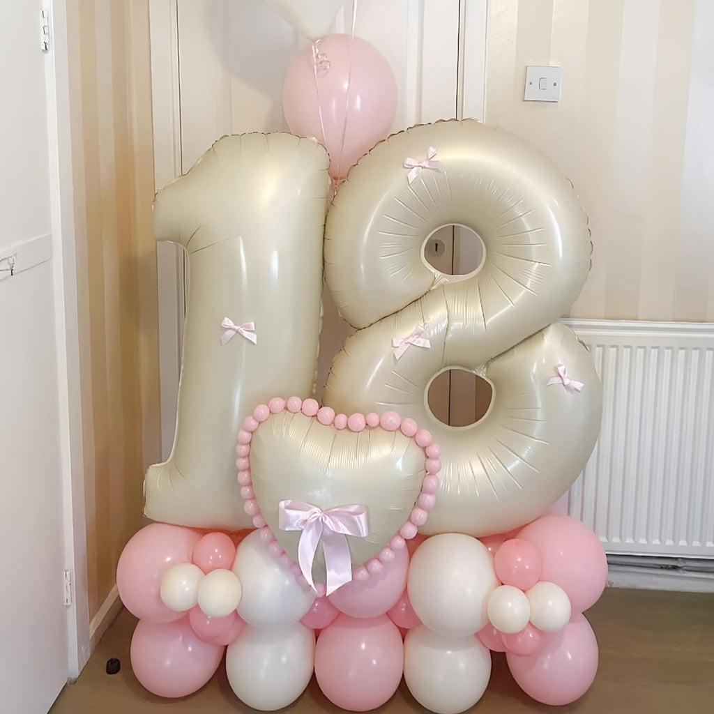 Skiennix Cream White Number 1 Balloon - 40 Inch Helium Mylar for Birthday Party Decoration