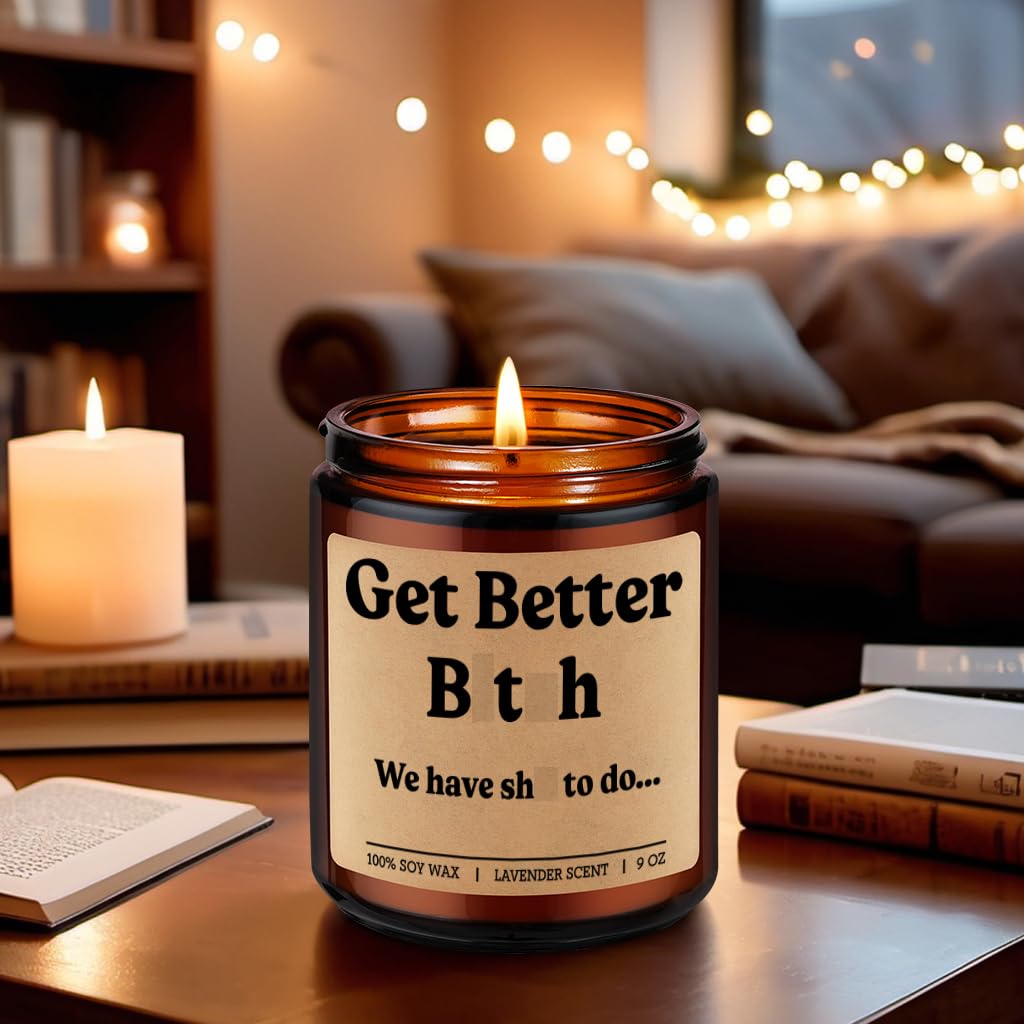 GSPY Candles - Get Better Soon, Funny Get Well Gifts, Surgery Recovery Gifts for Women, Men - After Knee Hip Surgery, Hysterectomy Recovery, Mastectomy, Broken Leg, Injury, Cancer, Feel Better Ideas