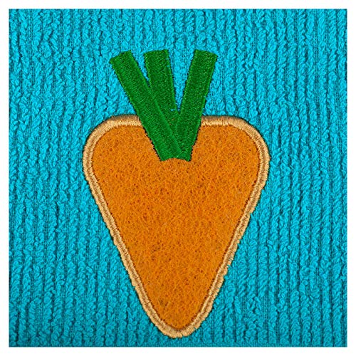 MUkitchen Scrubsy Cotton Dish Cloth with Built-in Scrubber - Carrot, 12x12 Inches