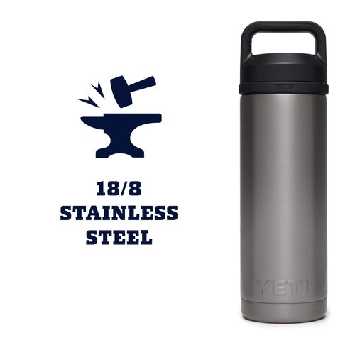 YETI Rambler 18 oz Bottle, Leakproof, Vacuum Insulated, Stainless Steel with Chug Cap, Graphite