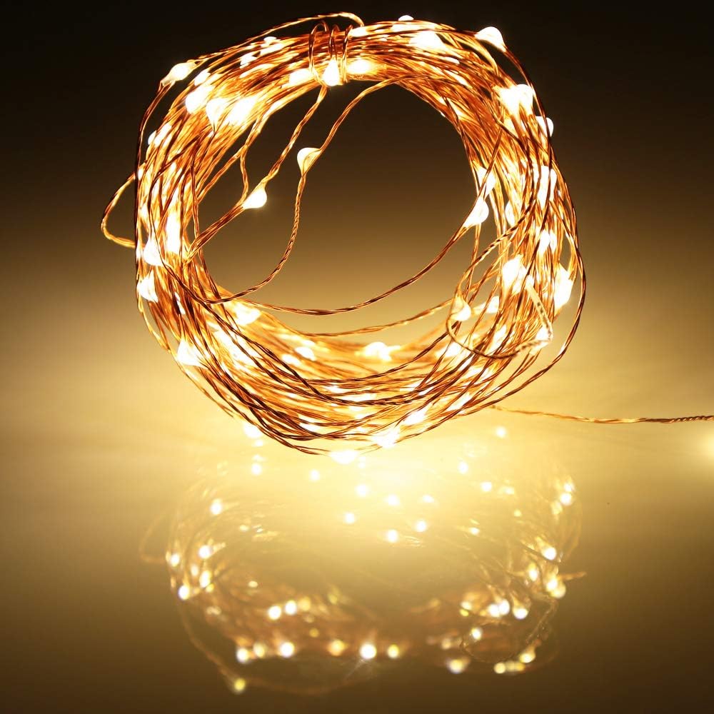 Ariceleo LED Fairy Lights - Battery Operated Mini Copper Wire String Lights | 5m/16ft Warm White for Bedroom, Weddings & Parties