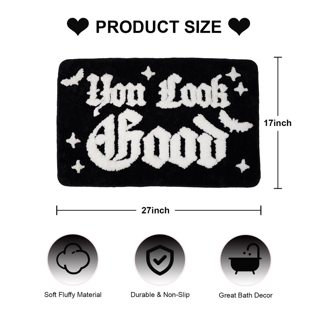 QIONG MENG Halloween Rug Your Look Good Gothic Bathroom Rug Halloween Bath Mat Spooky Bathroom Mat Floor Doormats Rugs 17 x 27 Inch for Tub Home Living Room