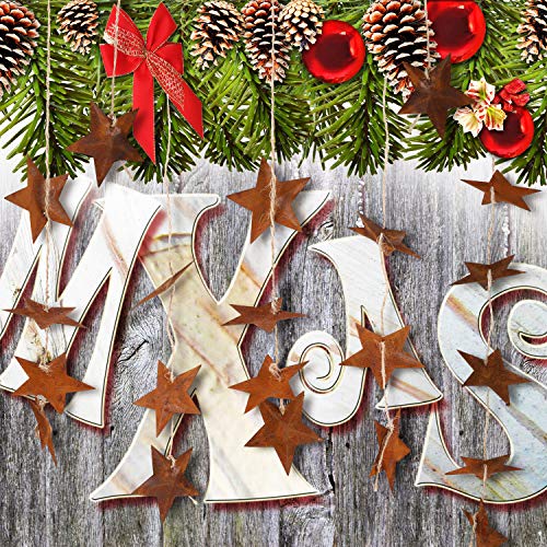 Rusty Metal Christmas Star Ornaments with Twine Set - Rustic Holiday Decor