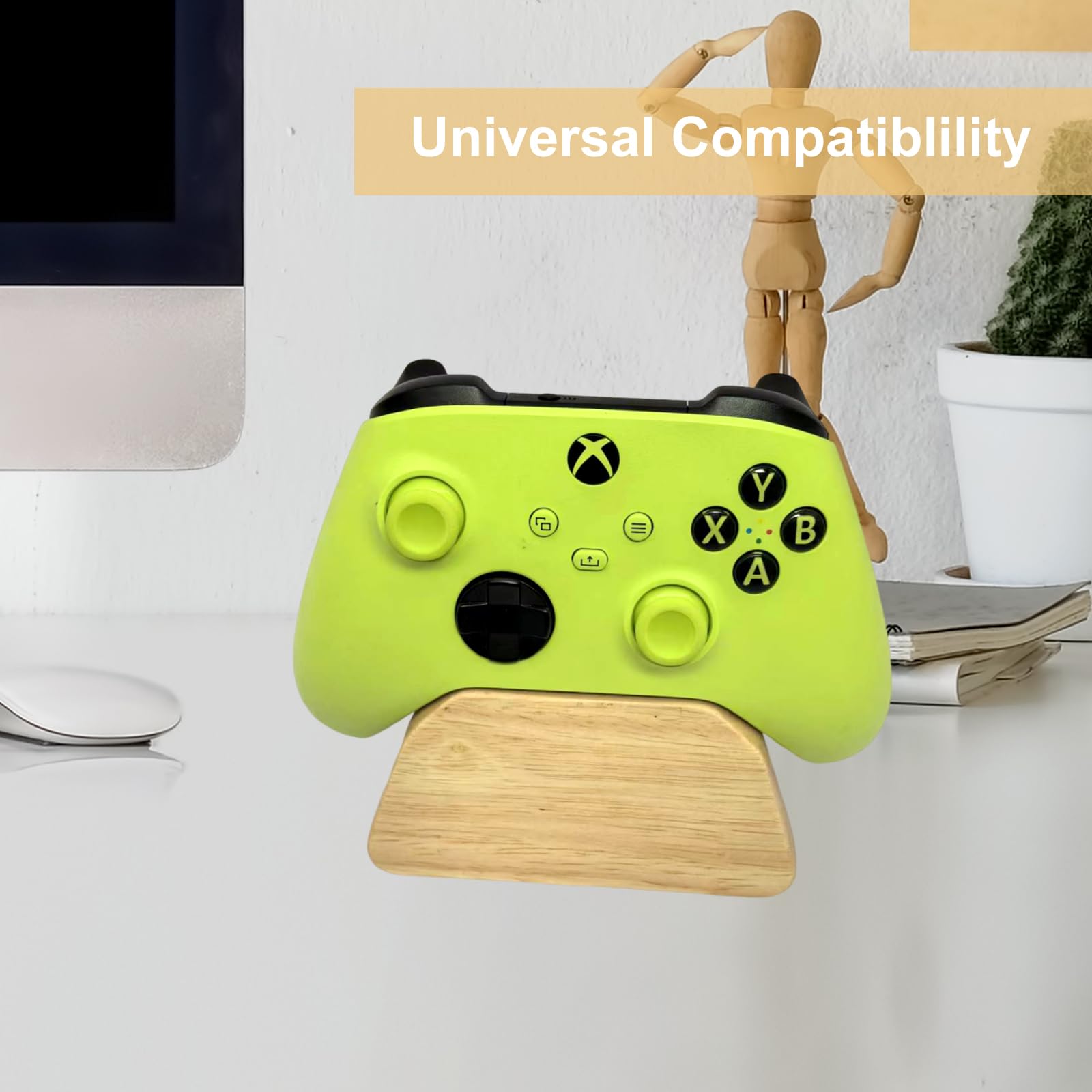 Solid wood gamepad stand, game equipment, controller stand, suitable for Xbox, PS4, PS5, is a good helper for organizing gamepads on the desk, and also the best gift for your son, husband, boyfriend