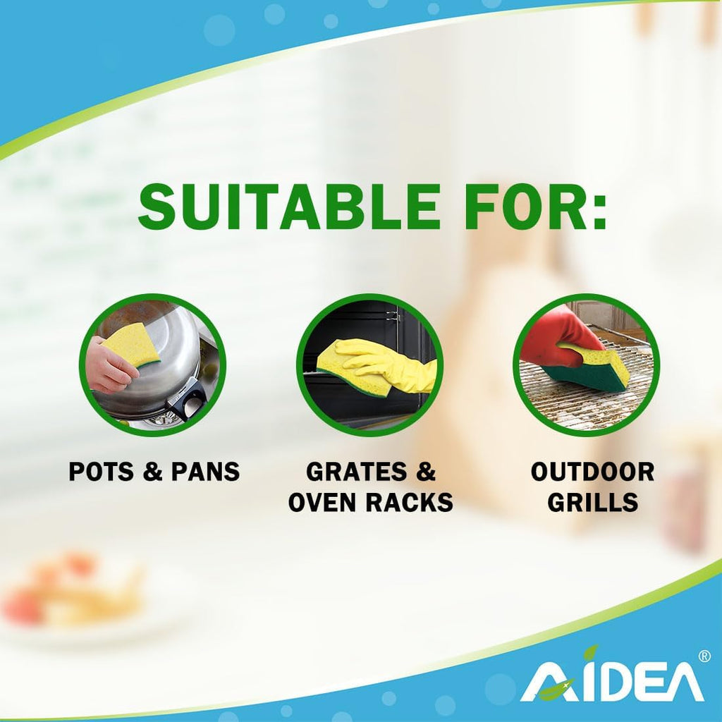AIDEA Heavy-Duty Kitchen Sponges - 9 Count | Tough Scrubbing Power for Cookware & Household Cleaning