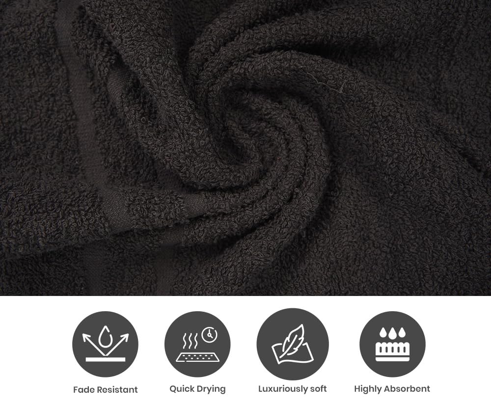 Cinara Bed & Bath Premium 100% Cotton Hand Towels – Soft, Quick Dry & Highly Absorbent – 16x27 Inches, Pack of 24 – Ideal for Bathroom, Salon, Gym, Spa & Everyday Use – Charcoal Grey