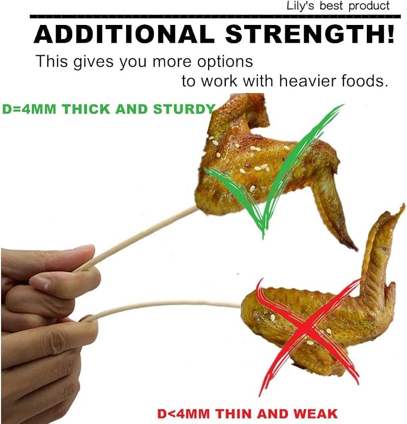 100 PCS Natural Bamboo Skewers - 5.91-Inch BBQ Picks for Grilling