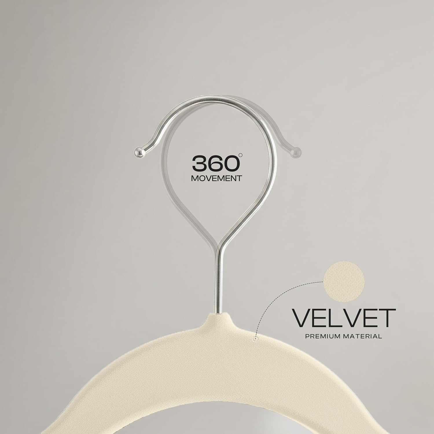 Utopia Home Velvet Hangers 50 Pack - Non-Slip Suit Hangers with 360° Rotatable Hook | Ivory