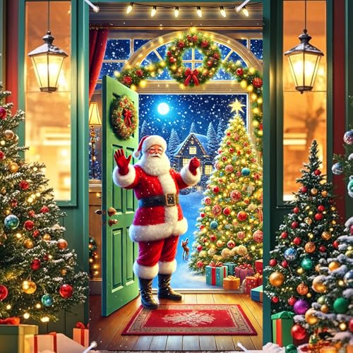 Nuxovilar Santa Claus Christmas Door Cover Banner 35x71 Inches - Variation CC00929