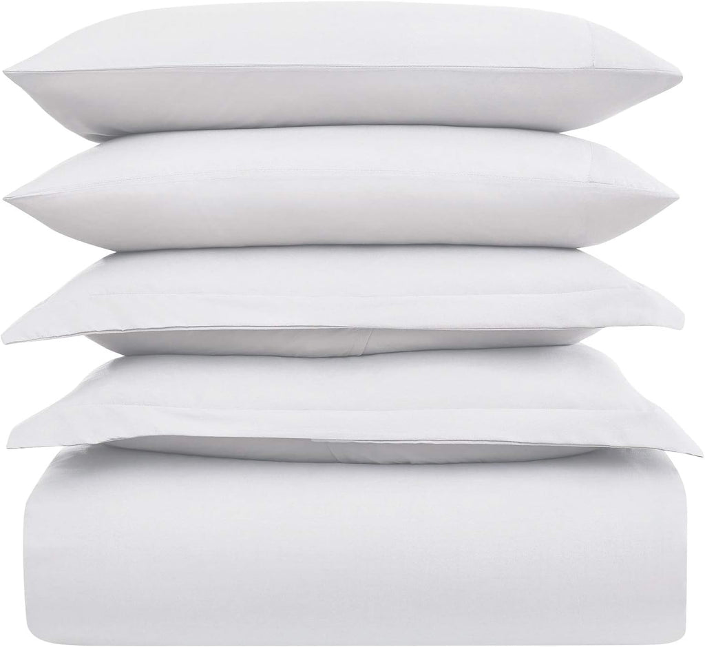 Mellanni Duvet Cover Set - 5-Piece Hotel Luxury Bedding - Extra Soft & Cooling Microfiber | Queen Size, White