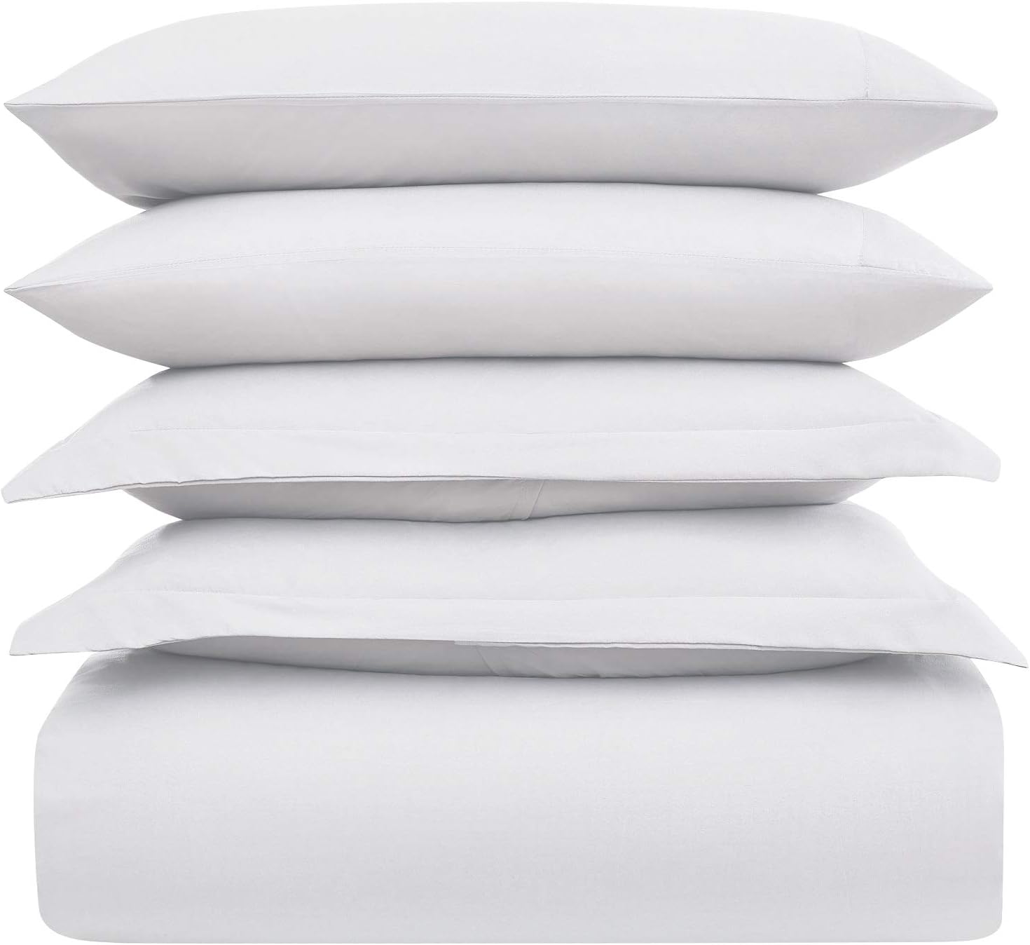 Mellanni Duvet Cover Set - 5-Piece Hotel Luxury Bedding - Extra Soft & Cooling Microfiber | Queen Size, White