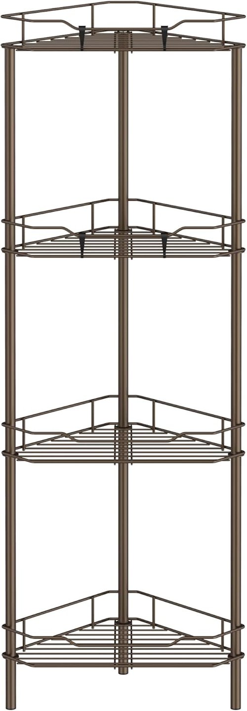 HuggieGems 4-Tier Corner Shower Caddy Organizer - Stylish Bathroom Shelf Rack in Bronze