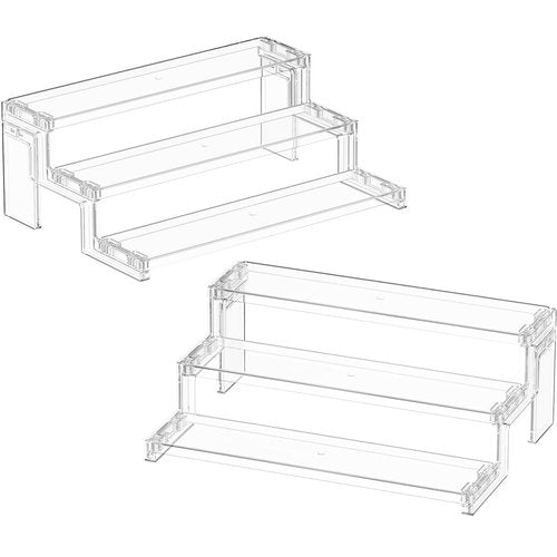 Lifewit 12 Inch Cupcake Stand, 3 Tier Plastic Perfume Cologne Organizer,Display Riser Shelf for Makeup, Cosmetic Vanity Storage, Figurine Holder, Bathroom, Bedroom, Room Decor, Clear, 2 Pcs