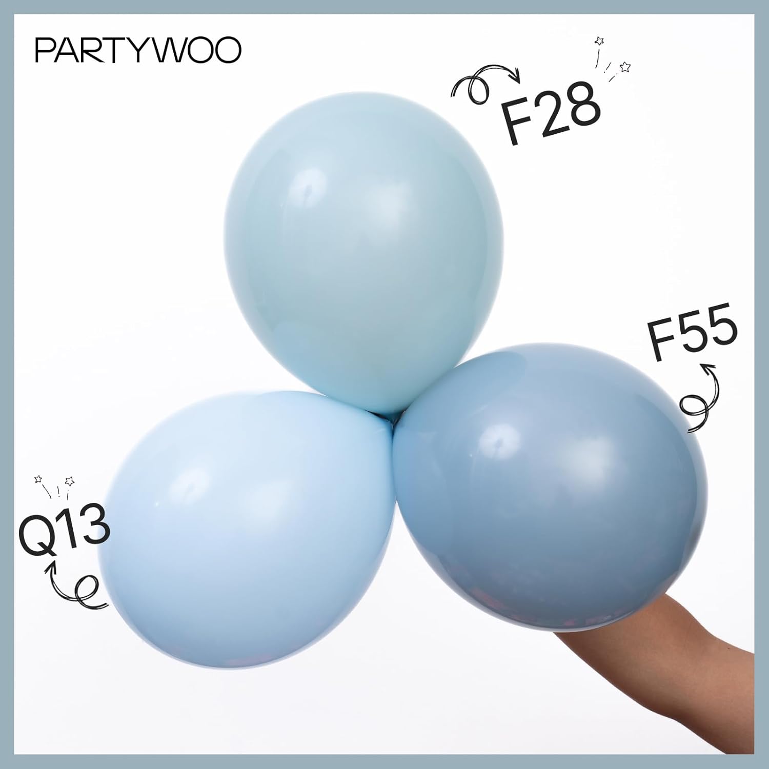 PartyWoo Dusty Blue Balloons - 101pcs 12 Inch Aqua Latex Helium Balloons for Weddings & Celebrations