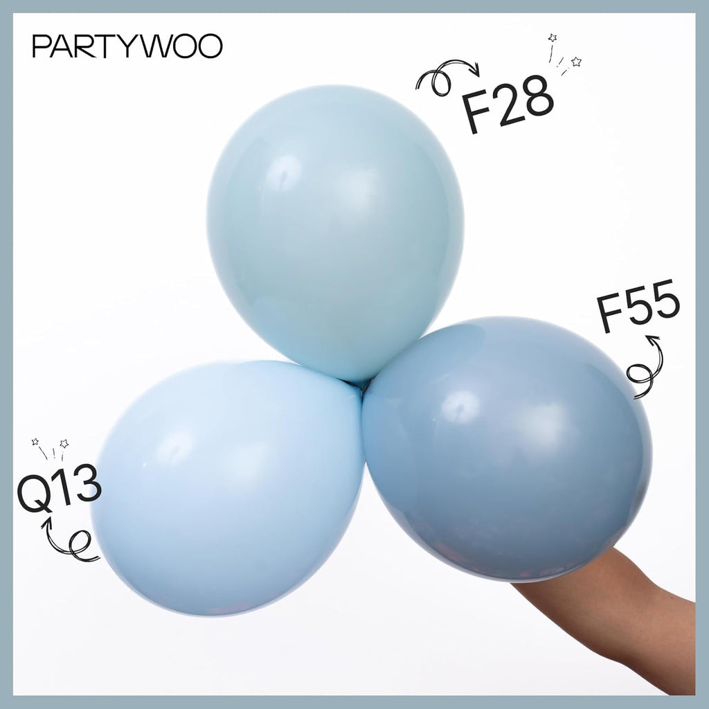 PartyWoo Dusty Blue Balloons - 140-Piece Boho Balloon Arch Kit for Baby Showers & Graduations | 5-12 Inch Sizes