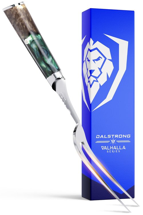 Dalstrong Meat Fork - 7.7 inch - Valhalla Series - High Carbon Steel BBQ - Professional Barbecue Carving Fork- Celestial Resin & Wood Handle - Kitchen Utensils - Two Pronged Fork