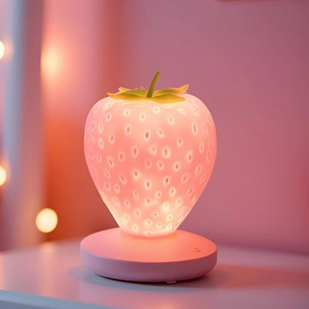 Rivonthex ‌Strawberry Night Light, Cute Silicone LED Touch Strawberry Lamp, USB Rechargeable, 3 Modes Dimmable, Color Changing Bedside Lamp, Valentine's Day, Birthday Gifts