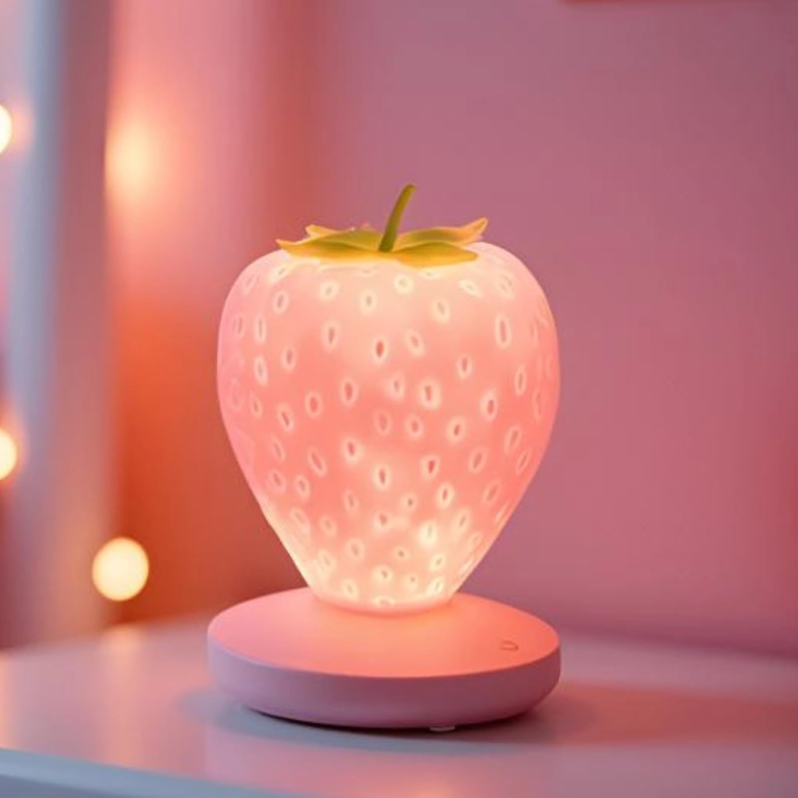 Rivonthex ‌Strawberry Night Light, Cute Silicone LED Touch Strawberry Lamp, USB Rechargeable, 3 Modes Dimmable, Color Changing Bedside Lamp, Valentine's Day, Birthday Gifts