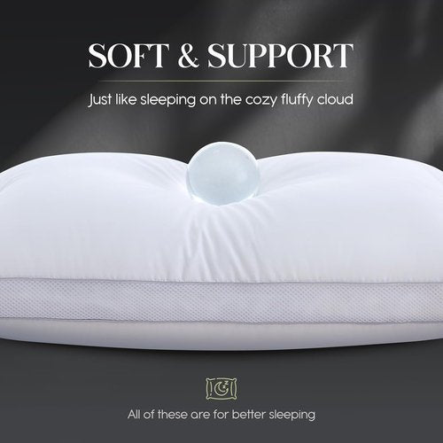 Goose Down Bed Pillows - Queen Size Set of 2 | Hotel Collection Gusseted Pillows for All Sleepers, 20" x 30"