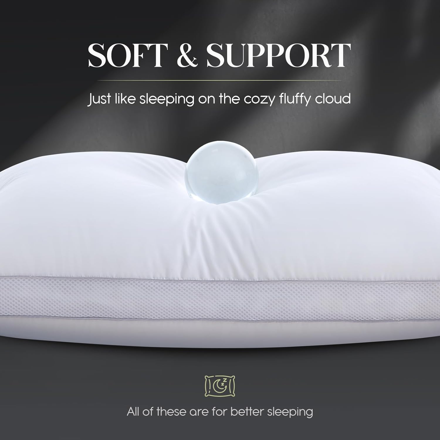 Yalamila Goose Down Bed Pillows Queen Size Set of 2 (White), Hotel Collection Pillows for Sleeping, Gusseted Pillow for Side, Back, or Stomach Sleepers, 20" x 30"