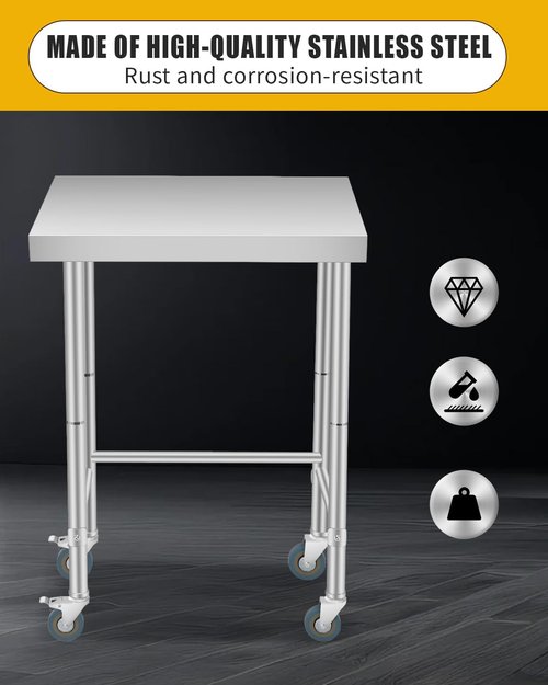 16X24x35 Inch Stainless Steel Table, NSF Heavy Duty Worktable with Open Base, Rust-Resistant Utility Prep Table for Kitchen, Restaurant, Garage, Indoor/Outdoor