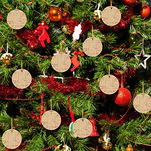 Vintage Ceramic Christmas Library Card Ornaments - Set of 10, 2.95 Inch