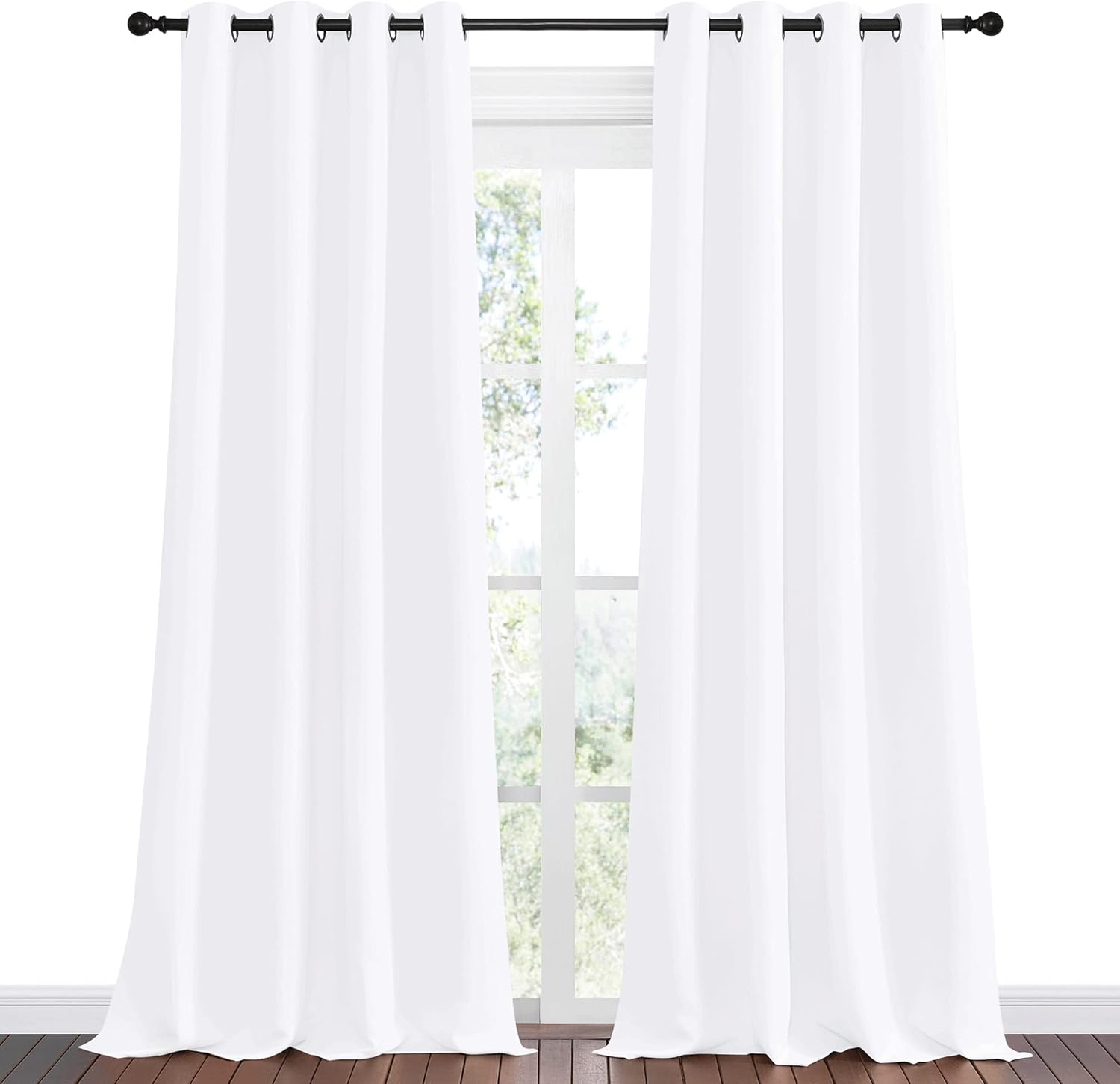 NICETOWN White Sliding Door Curtains - 55" x 96", 2-Piece Grommet Panels for Modern Sunlight Blocking