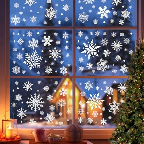 335 Pcs Snowflake Christmas Window Clings - Winter Decor Set