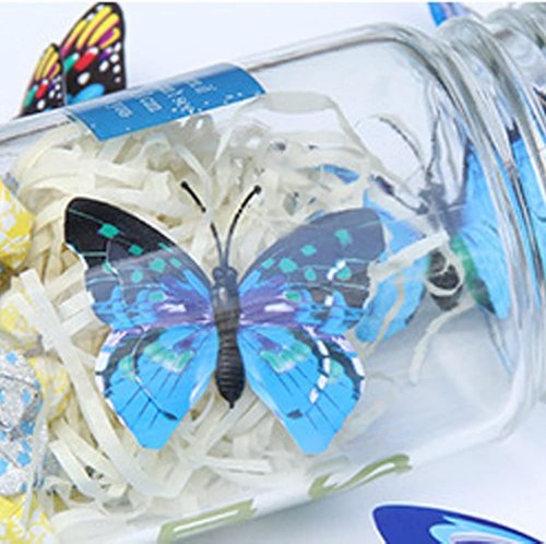BOPART 3D Butterfly Decals - 24Pcs Magnetic Wall Stickers for Party Decor | Blue Butterflies (12 Styles, 4 Sizes)