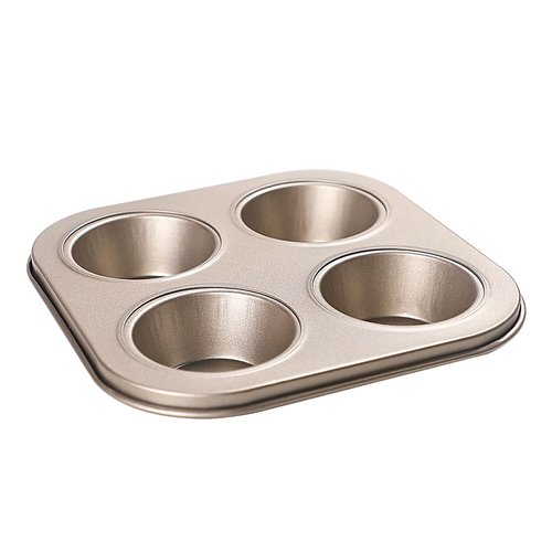 EKDJKK 4-Hole Muffin Pan, Bakeware Non-stick Cupcake Baking Pan Mini Pie Pans, Heavy Duty Carbon Steel Muffin Tray Standard Baking Mold Pan for Oven Baking