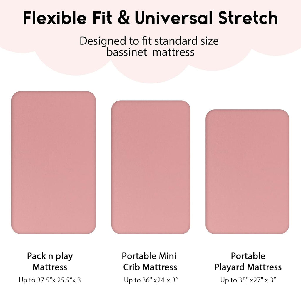 Yoofoss Fitted Pack and Play Sheets - Soft, Breathable Mini Crib Sheets 2-Pack in Pink & Love
