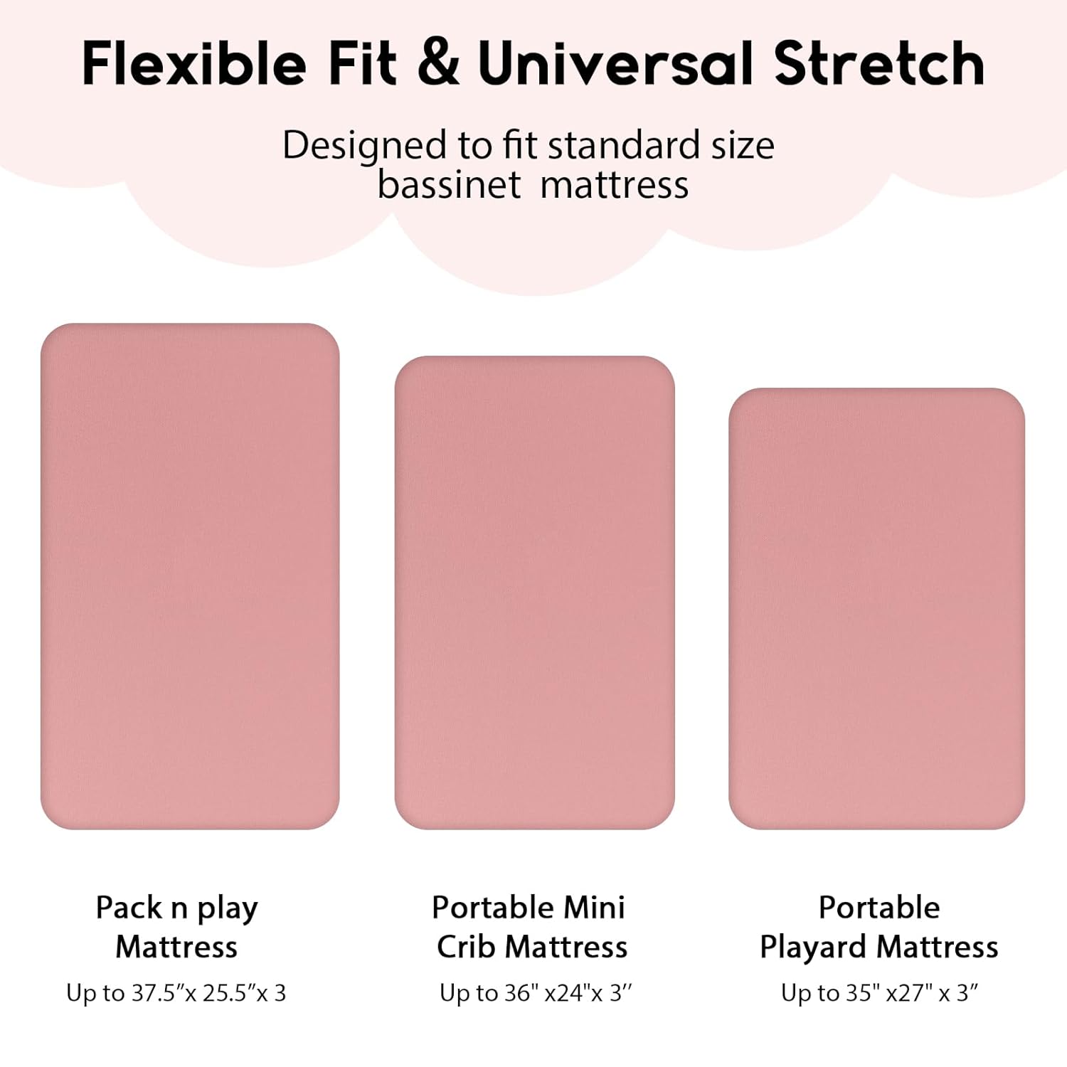Yoofoss Fitted Pack and Play Sheets - Soft, Breathable Mini Crib Sheets 2-Pack in Pink & Love