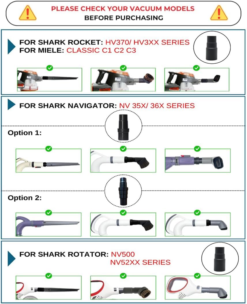 Shark Vacuum Cleaner Accessories Replacement Kit - Household Cleaning Set with Crevice Tool & Dust Brushes | 35MM Attachments