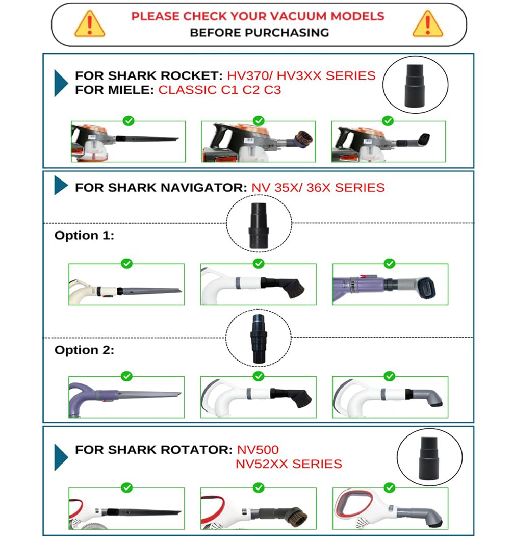 For Shark Vacuum Cleaner Accessories Replacement Kit | Household Cleaning Set with Crevice Tool, Dust Brushes & Vacuum Hose Adapters | 35MM Vacuum Attachments & Brushes