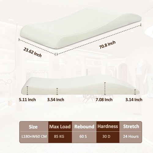 LukyHonie Ergonomic Lash Bed Topper Massage Table Pad, 30D Foam Esthetician Beds Mattress Toppers for Lash Tech Facial Wax, Beauty Salon Massage Bed Topper with Milk Touch & Washable Cover-Cream White