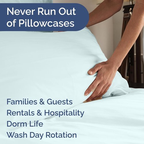 King Pillow Cases by Hotel Luxe - Ultra Soft, Wrinkle-Free & Fade Resistant - 8 Piece Set in Ice Blue