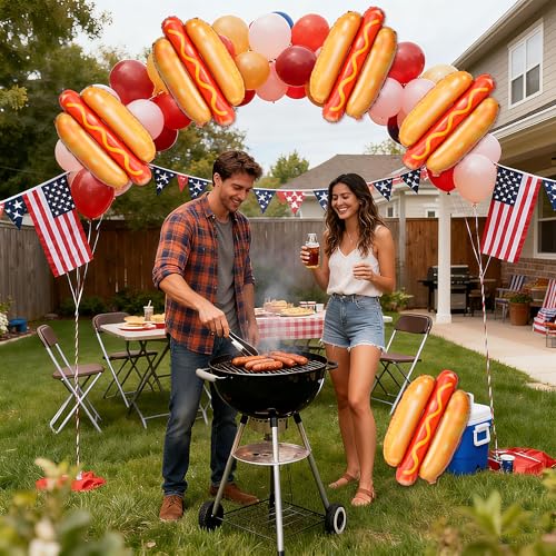 Giant Hot Dog Foil Balloons - 6 Pack, 28” Party Decorations