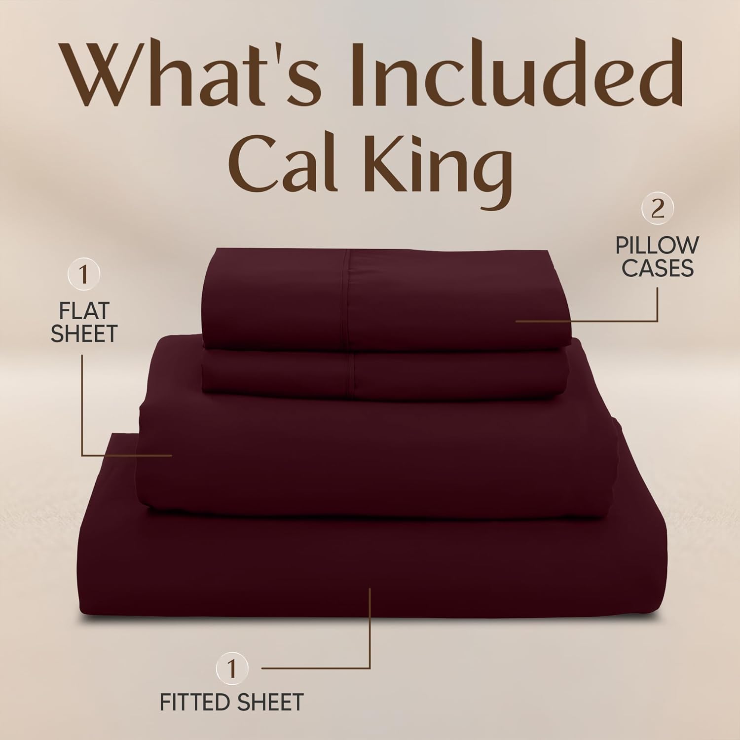 Utopia Bedding California King Sheet Set - 4-Piece Soft Microfiber Bed Sheets | Oeko-Tex Certified (Burgundy)
